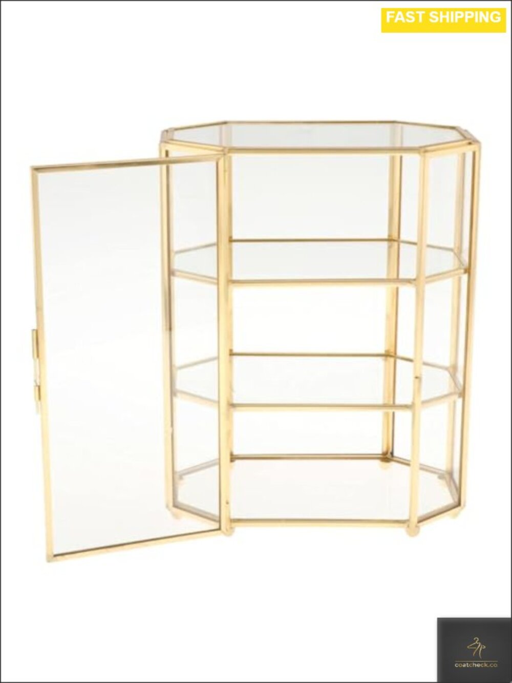 3-Tier Glass Gold-Toned Metal Jewelry Box Organizer